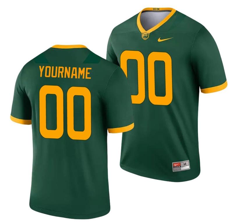 Men's Nike Custom Baylor Bears Jersey Name and Number NCAA College Football Green Legend