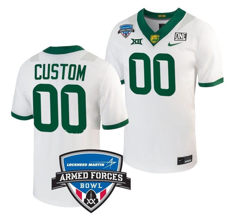 Men's Nike Custom Baylor Bears Jersey Name and Number NCAA College Football Armed Forces Bowl White