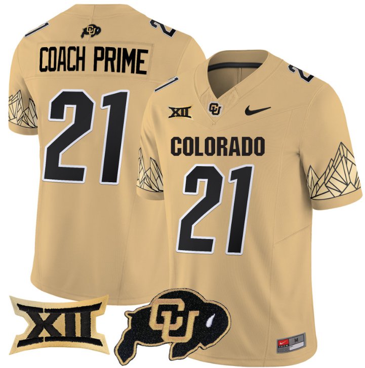 Men's Nike Coach Prime Jersey #21 Colorado Buffaloes Vapor Limited Football Gold