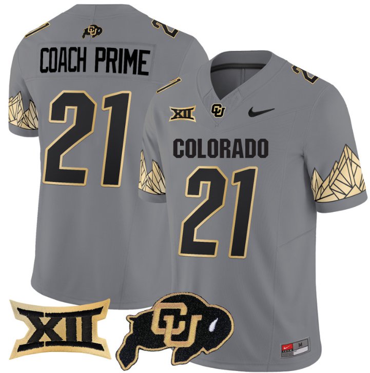 Men's Nike Coach Prime Jersey #21 Colorado Buffaloes Vapor Limited Football Gray