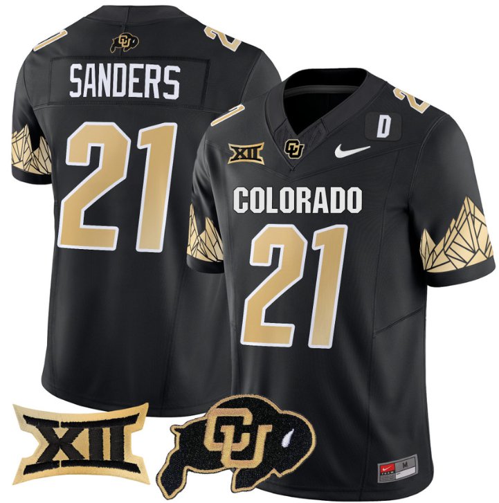 Men's Nike Shilo Sanders Jersey #21 Colorado Buffaloes Vapor Limited Football Black