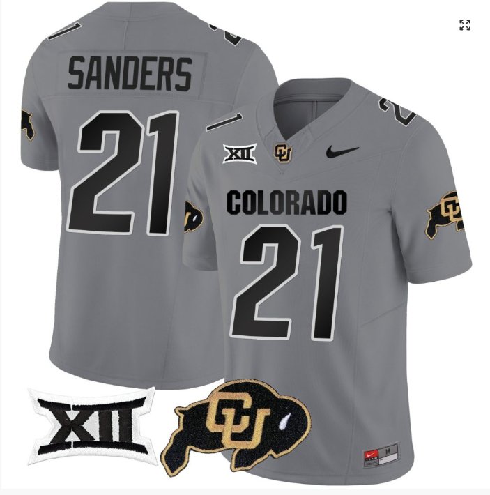 Men's Nike Shilo Sanders Jersey #21 Colorado Buffaloes Football Gray Home Alternative