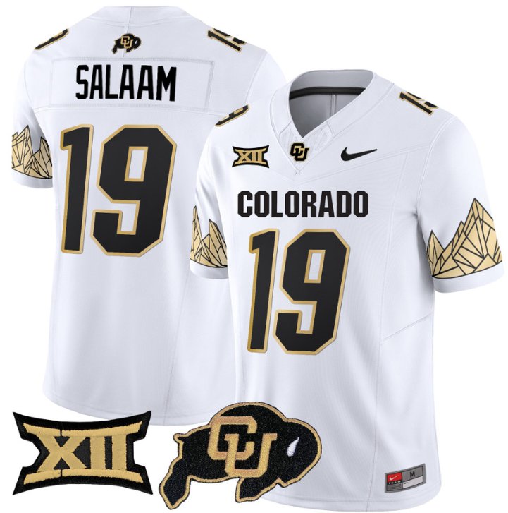 Men's Nike Rashaan Salaam Jersey #19 Colorado Buffaloes Vapor Limited Football White