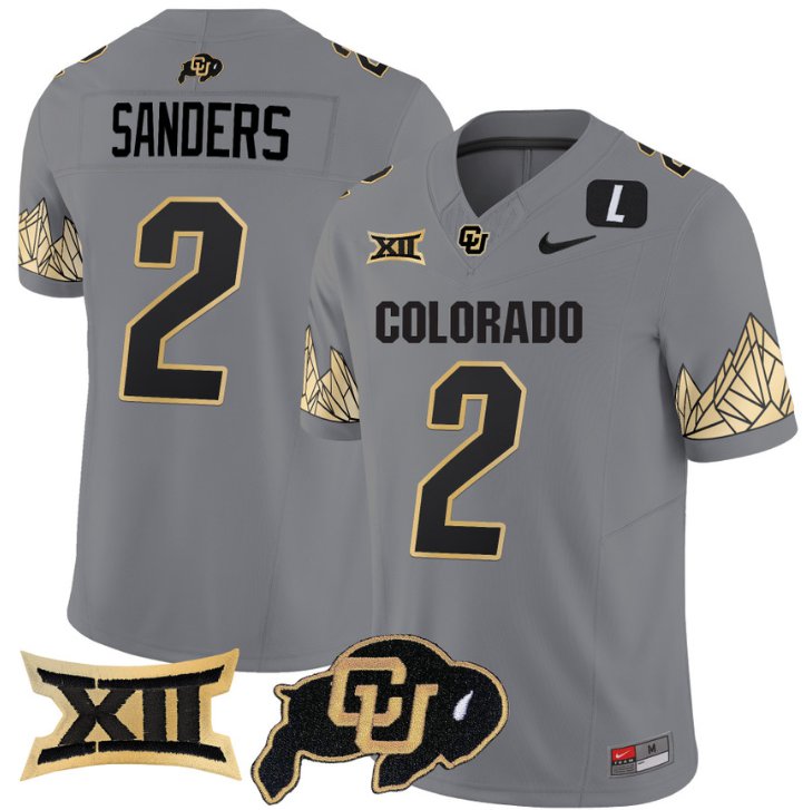 Men's Nike Shedeur Sanders Jersey #2 Colorado Buffaloes Vapor Limited Football Gray