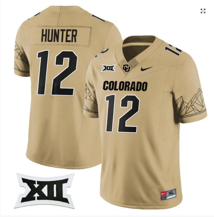 Men's Nike Travis Hunter Jersey #12 Colorado Buffaloes College Football Brown Home