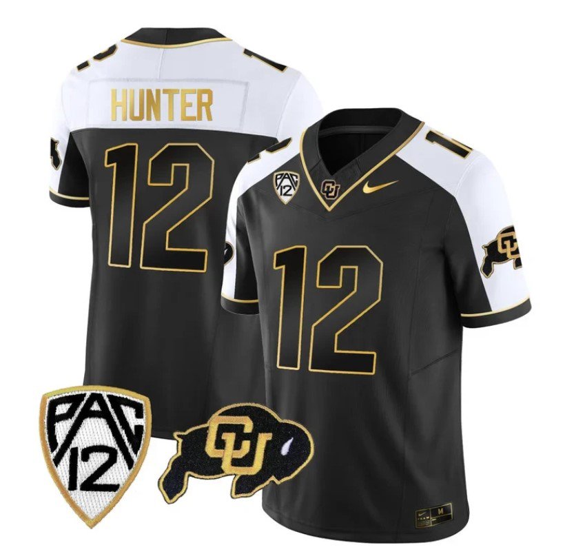 Men's Nike Colorado Buffaloes Travis Hunter Jersey #12 Vapor Gold Limited All Stitched Alternate