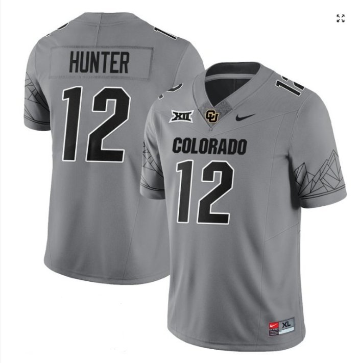 Men's Nike Travis Hunter Jersey #12 Colorado Buffaloes College Football Gray Home