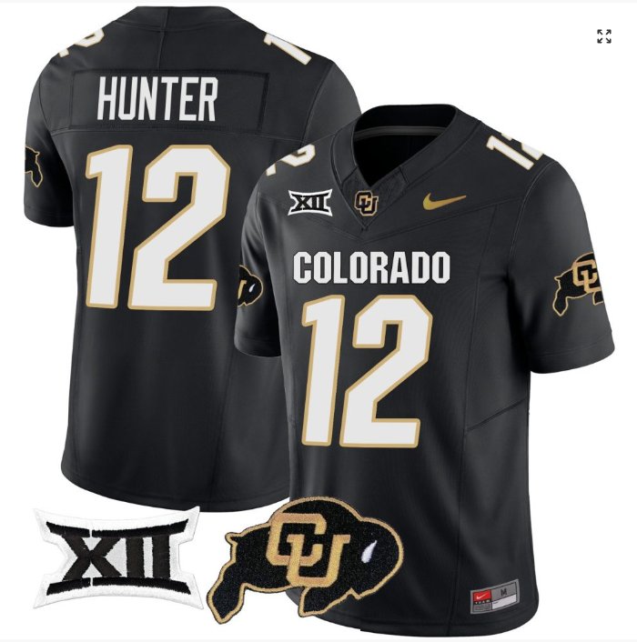 Men's Nike Travis Hunter Jersey #12 Colorado Buffaloes College Football Black Home Alternative