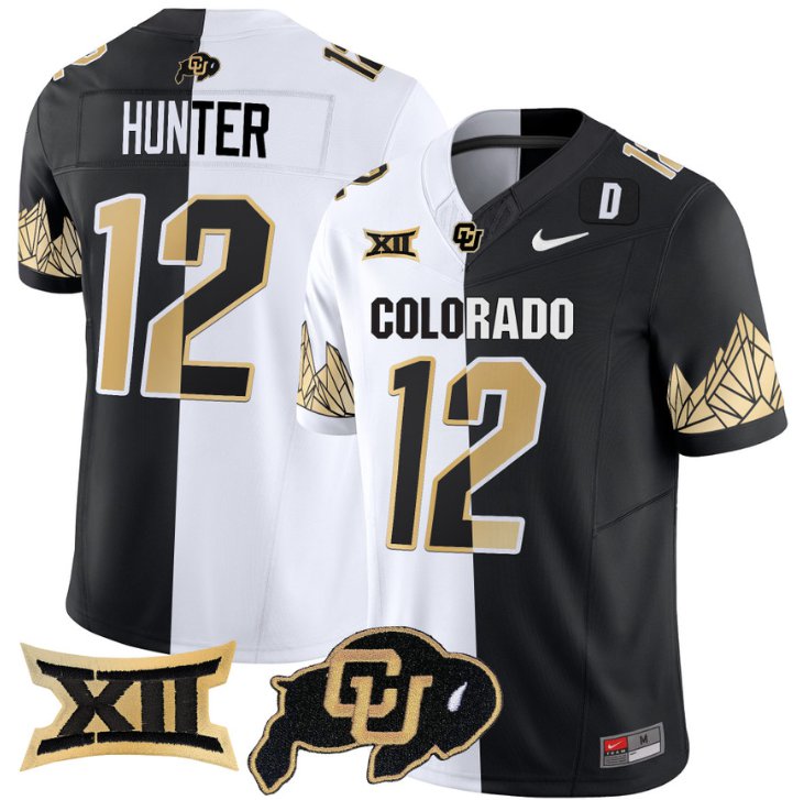 Men's Nike Travis Hunter Jersey #12 Colorado Buffaloes Vapor Limited Football Stripeout