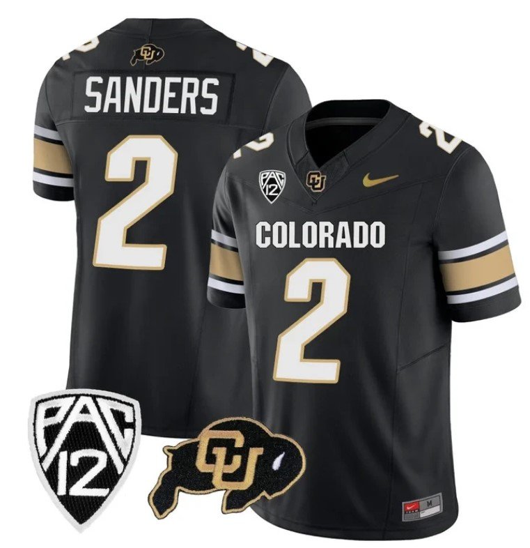 Men's Nike Colorado Buffaloes Shedeur Sanders Jersey #2 Vapor College Football All Stitched Black