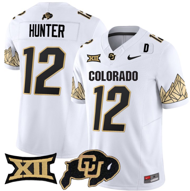 Men's Nike Travis Hunter Jersey #12 Colorado Buffaloes Vapor Limited Football White