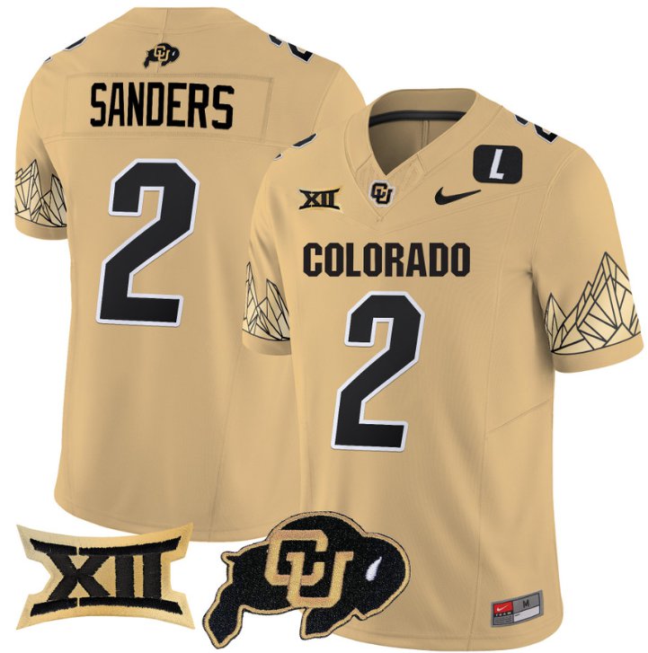 Men's Nike Shedeur Sanders Jersey #2 Colorado Buffaloes Vapor Limited Football Gold