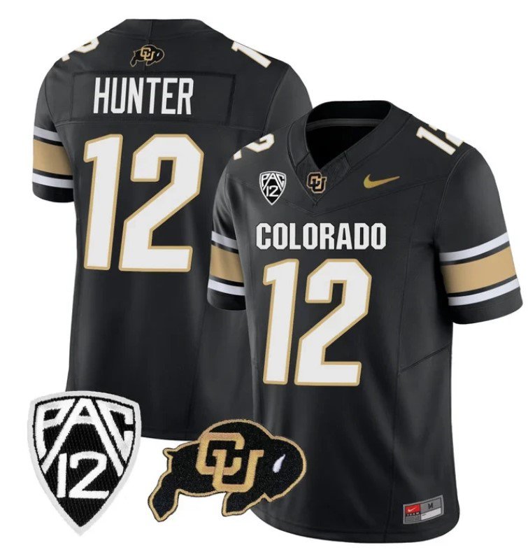 Men's Nike Colorado Buffaloes Travis Hunter Jersey #12 Vapor College Football All Stitched Black