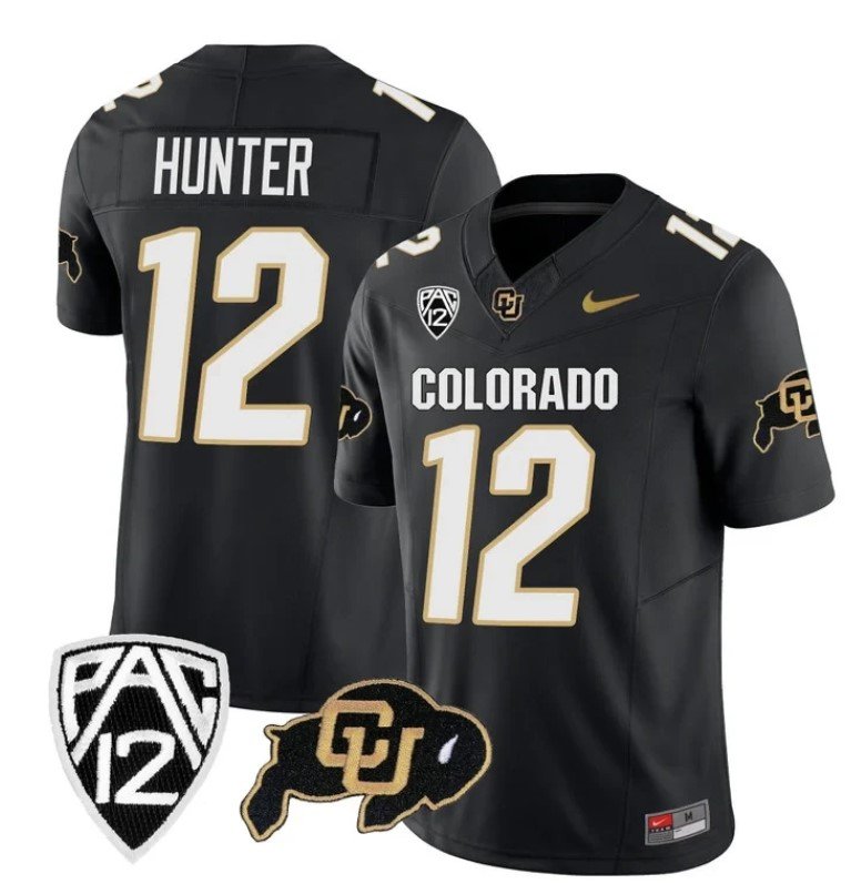 Men's Nike Colorado Buffaloes Travis Hunter Jersey #12 Vapor Limited College Football All Stitched Black