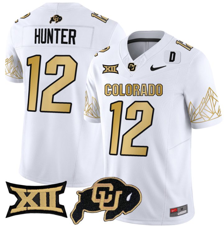 Men's Nike Travis Hunter Jersey #12 Colorado Buffaloes Vapor Limited Football White Limited