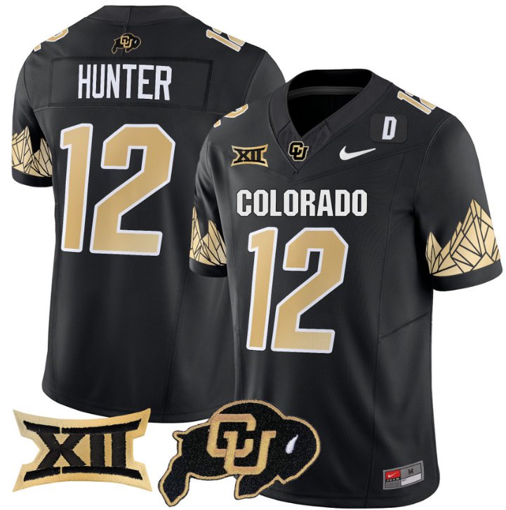 Men's Nike Travis Hunter Jersey #12 Colorado Buffaloes Vapor Limited Football Black