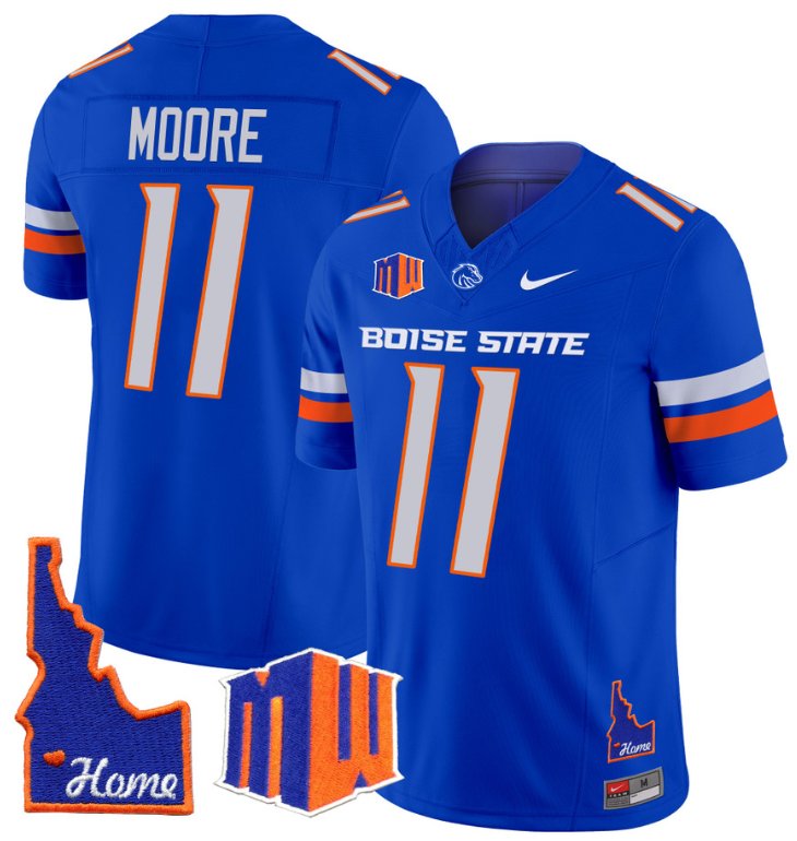 Men's Nike Kellen Moore Jersey #11 Boise State Broncos 2024 Home Patch Vapor Football Royal