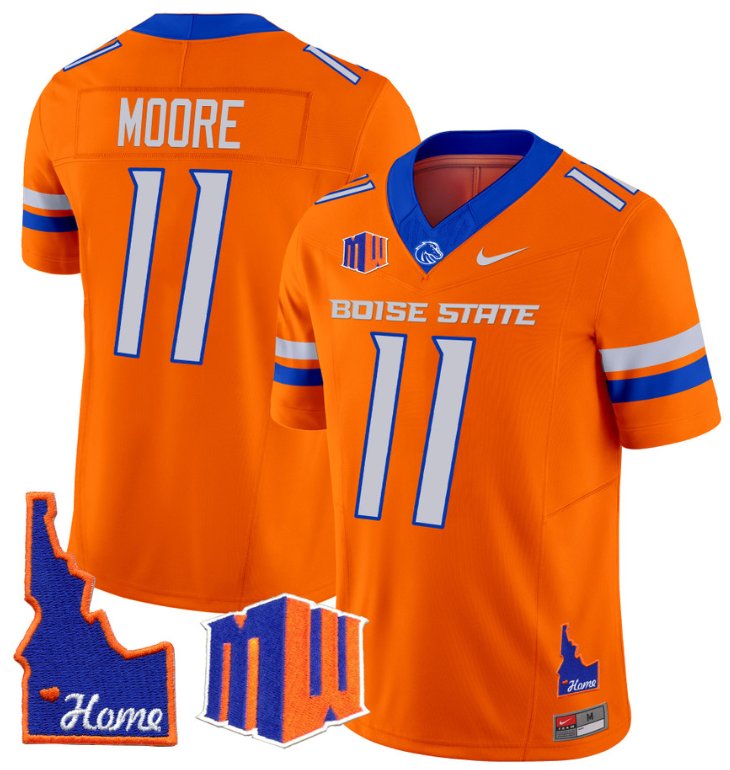 Men's Nike Kellen Moore Jersey #11 Boise State Broncos 2024 Home Patch Vapor Football Orange