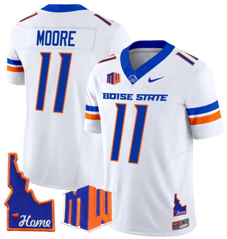 Men's Nike Kellen Moore Jersey #11 Boise State Broncos 2024 Home Patch Vapor Football White