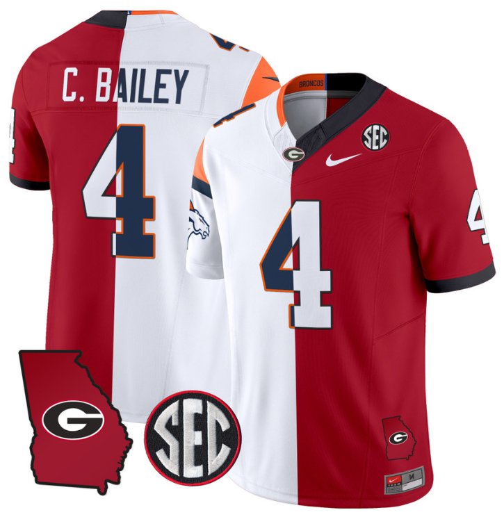 Men's Nike Champ Bailey Jersey #4 Georgia Bulldogs Split Vapor Limited Football Stiched