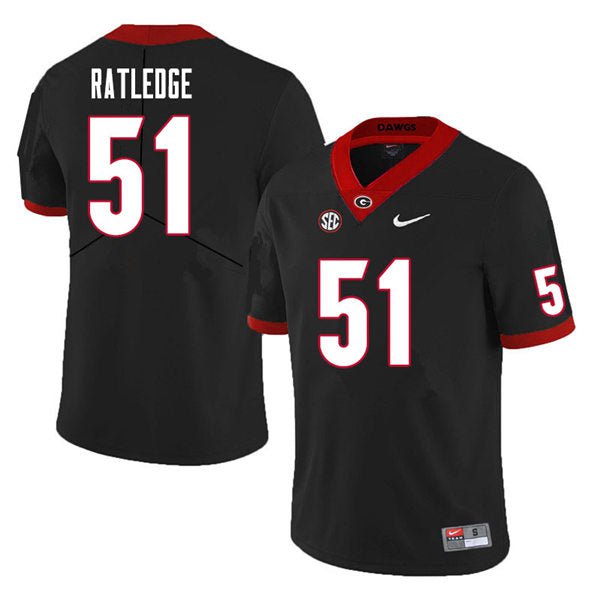 Men's Nike Tate Ratledge Jersey Black #51 Georgia Bulldogs College Football Stitched