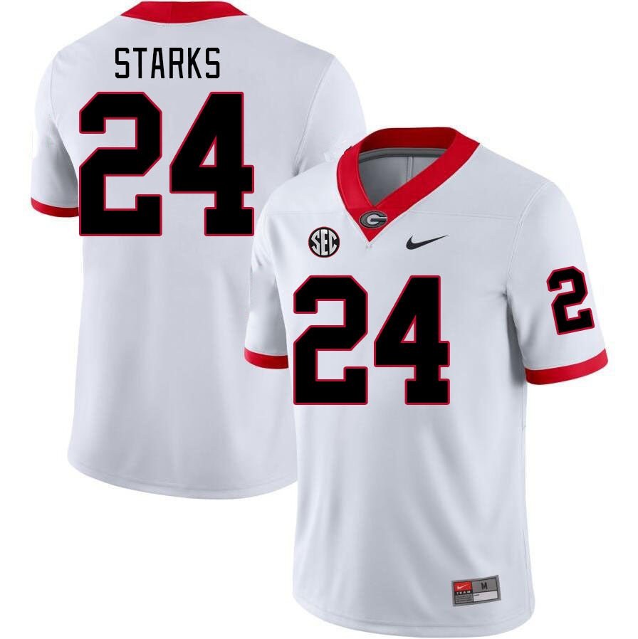 Men's Nike Georgia Bulldogs #24 Malaki Starks Jersey College Game New White Football