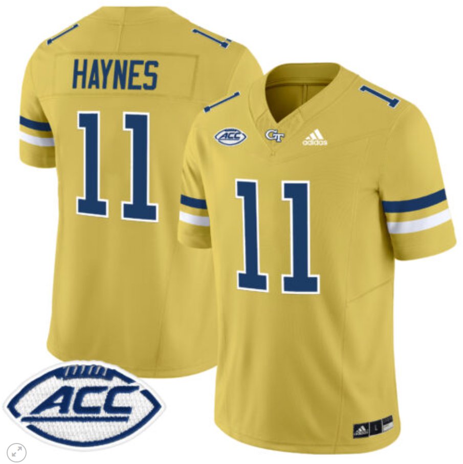 Men's Adidas Jamal Haynes Jersey #11 Georgia Tech Yellow Jackets Vapor Limited Football Gold