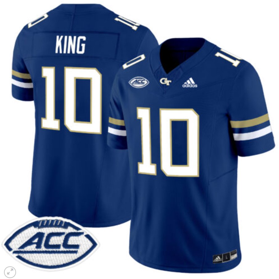 Men's Adidas Haynes King Jersey #10 Georgia Tech Yellow Jackets Vapor Limited Football Navy