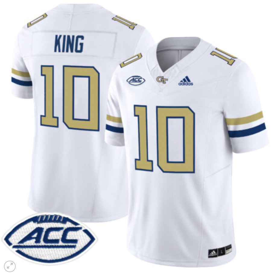 Men's Adidas Haynes King Jersey #10 Georgia Tech Yellow Jackets Vapor Limited Football White