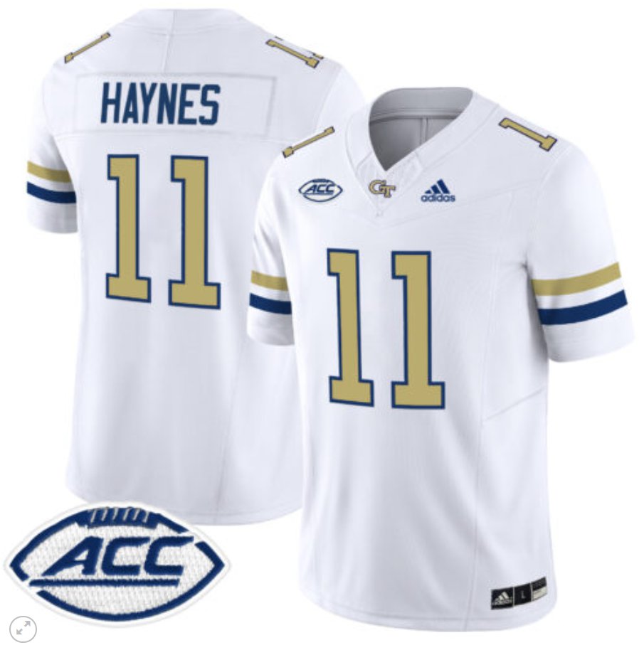 Men's Adidas Jamal Haynes Jersey #11 Georgia Tech Yellow Jackets Vapor Limited Football White