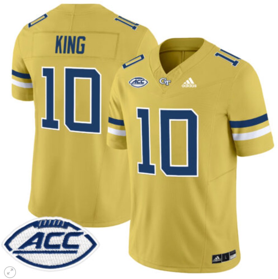 Men's Adidas Haynes King Jersey #10 Georgia Tech Yellow Jackets Vapor Limited Football Gold