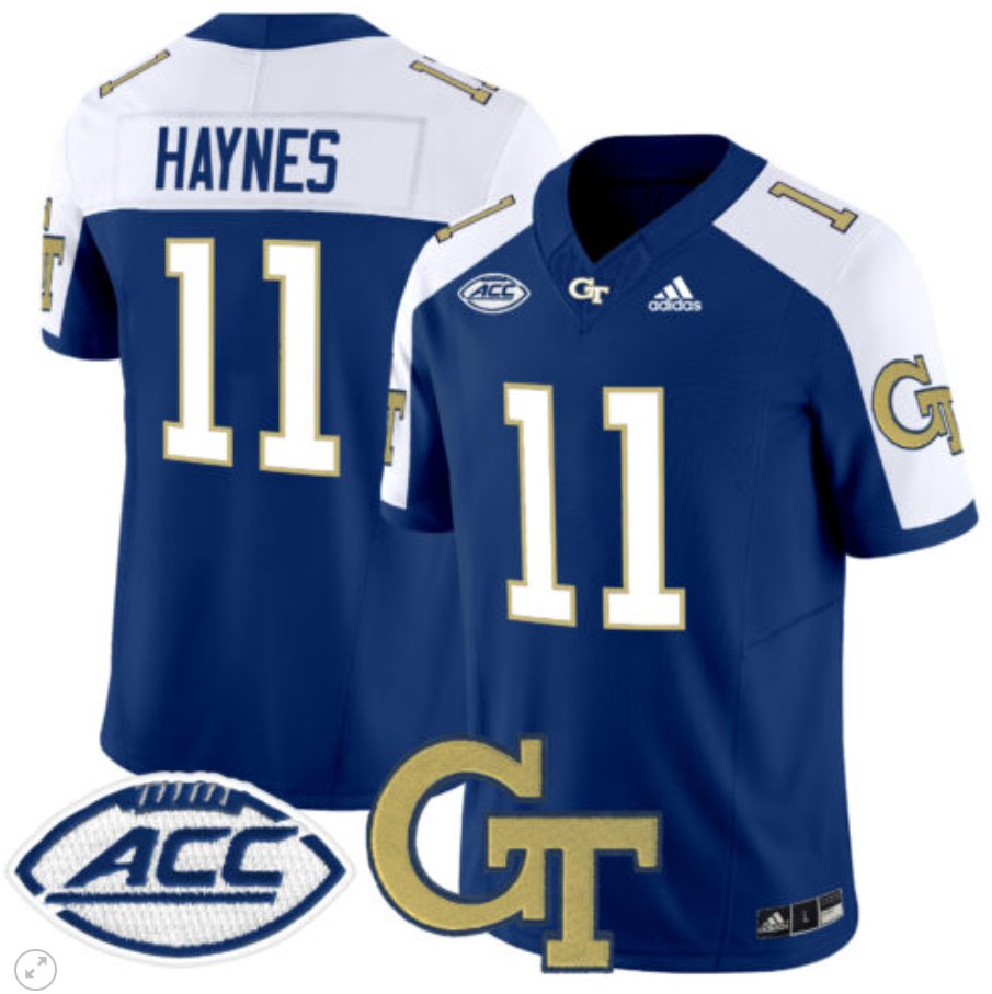 Men's Adidas Jamal Haynes Jersey #11 Georgia Tech Yellow Jackets Vapor Limited Football Navy Alternate