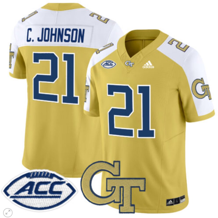 Men's Adidas Calvin Johnson Jersey #21 Georgia Tech Yellow Jackets Vapor Limited Football Gold Alternate