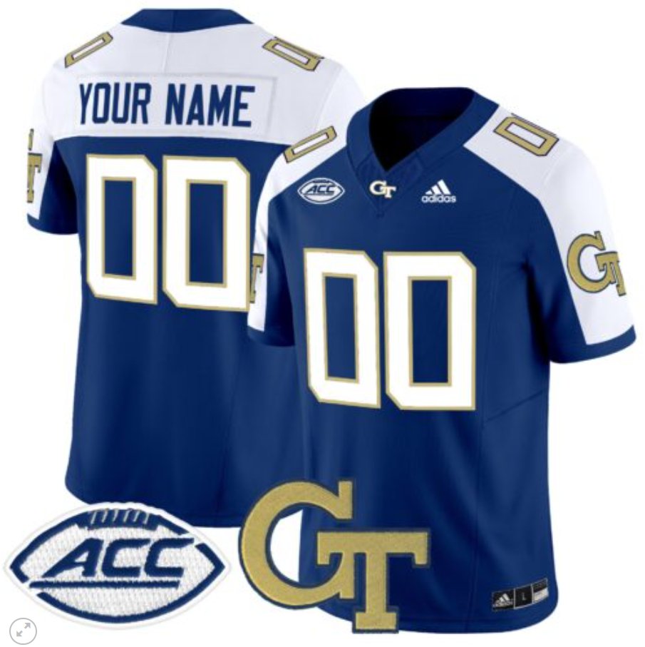 Men's Adidas Custom Georgia Tech Yellow Jackets Jersey Name and Number Vapor Limited Football Navy Alternate