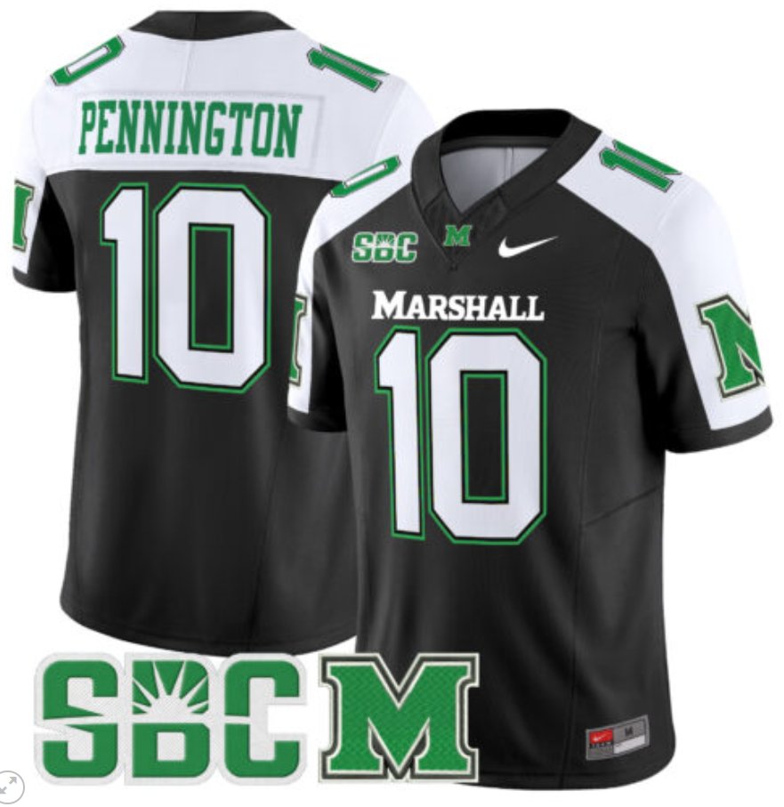 Men's Nike Chad Pennington Jersey #10 Marshall Thundering Herd Vapor Limited Football Black Alternate