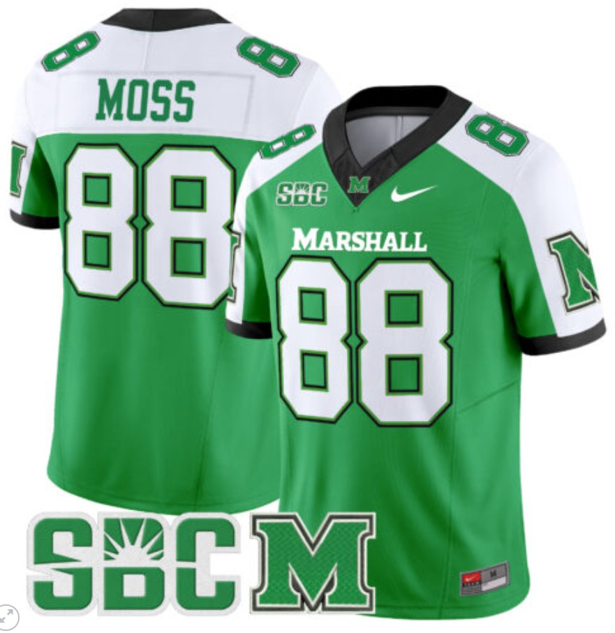 Men's Nike Randy Moss Jersey #88 Marshall Thundering Herd Vapor Limited Football Green Alternate