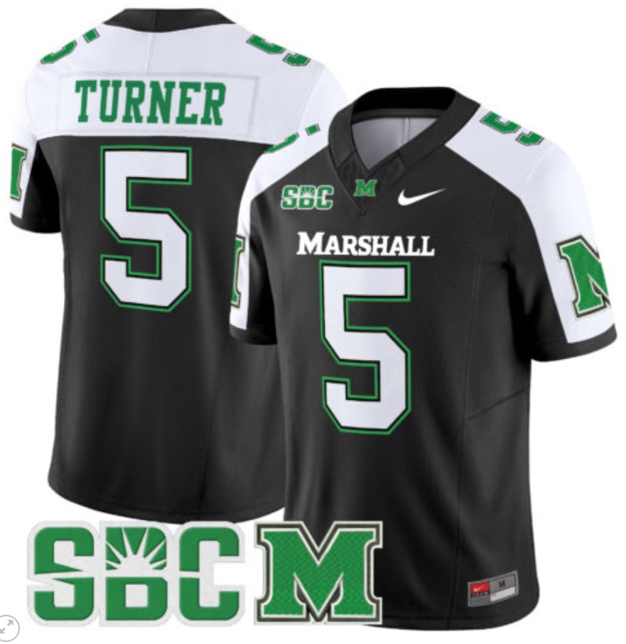 Men's Nike AJ Turner Jersey #5 Marshall Thundering Herd Vapor Limited Football Black Alternate