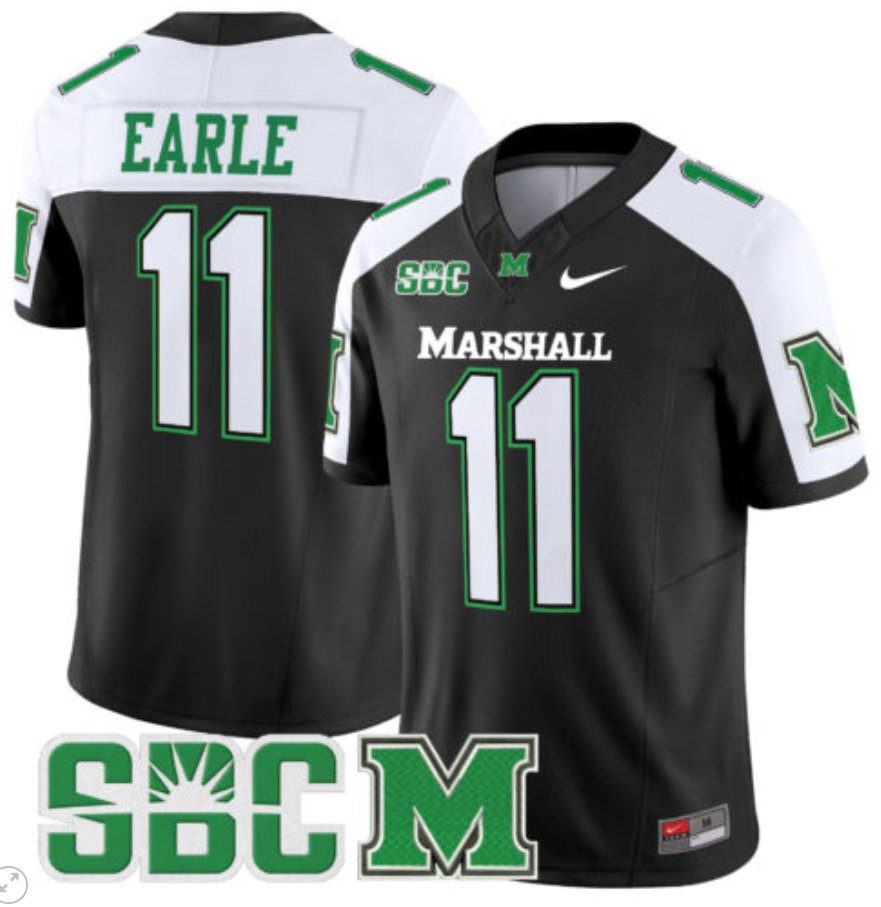 Men's Nike Stone Earle Jersey #11 Marshall Thundering Herd Vapor Limited Football Black Alternate