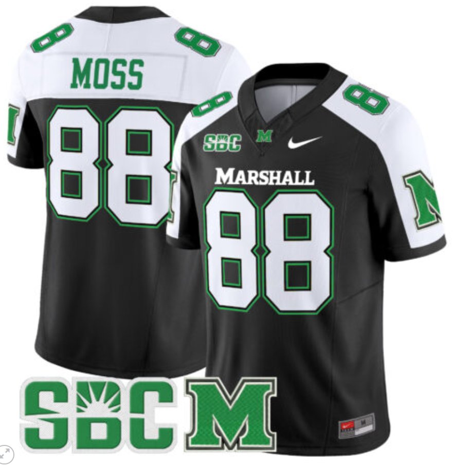 Men's Nike Randy Moss Jersey #88 Marshall Thundering Herd Vapor Limited Football Black Alternate