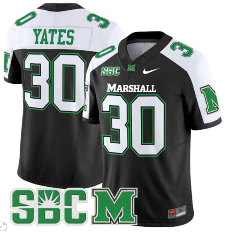 Men's Nike Jaden Yates Jersey #30 Marshall Thundering Herd Vapor Limited Football Black Alternate