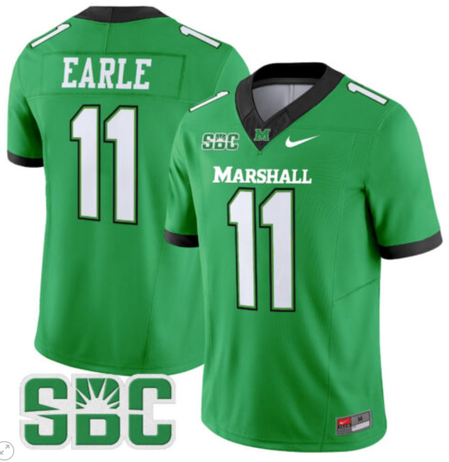 Men's Nike Stone Earle Jersey #11 Marshall Thundering Herd Vapor Limited Football Kelly Green