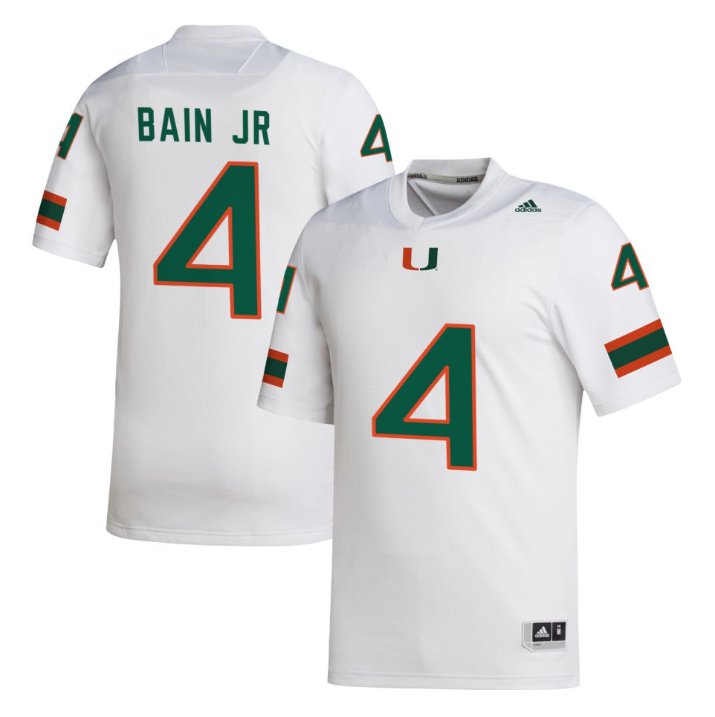 Men's Adidas Adidas Rueben Bain Jr. Jersey White #4 Miami Hurricanes College Football Stitched