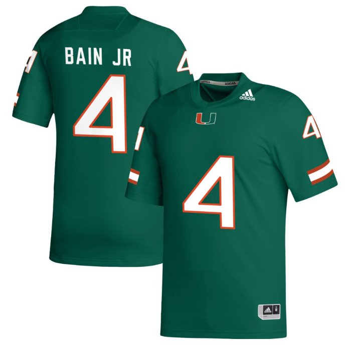 Men's Adidas Adidas Rueben Bain Jr. Jersey Green #4 Miami Hurricanes College Football Stitched