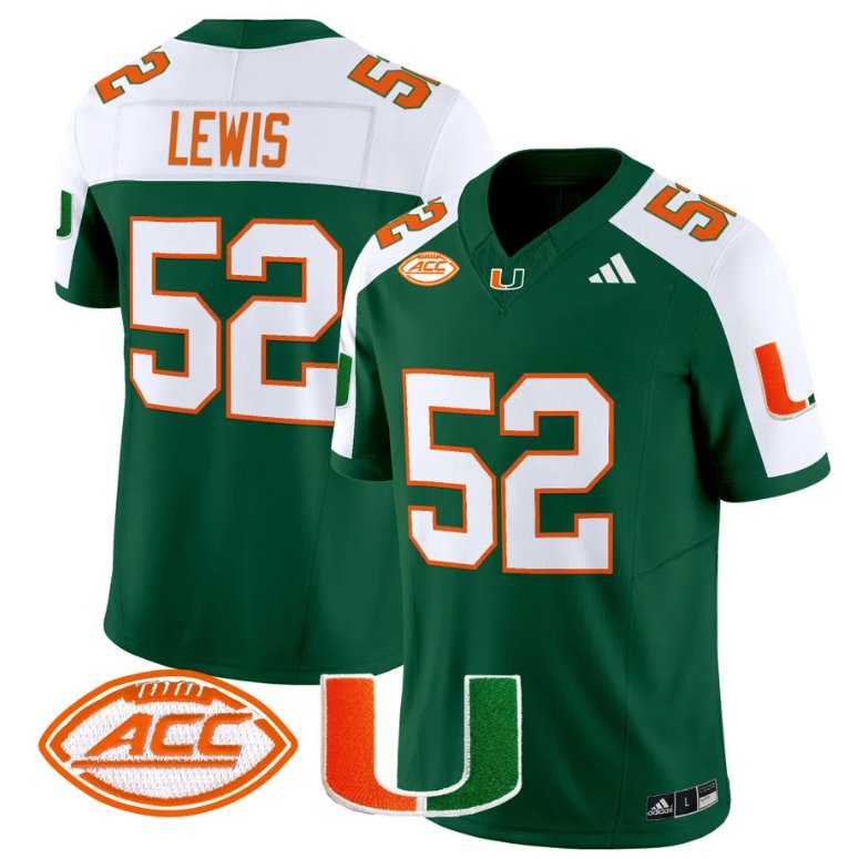 Men's Adidas Ray Lewis Jersey #52 Miami Hurricanes Vapor Football Stitched Green Alternate