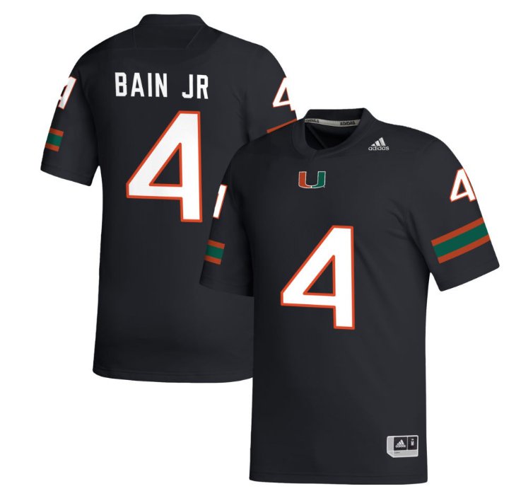 Men's Adidas Adidas Rueben Bain Jr. Jersey Black #4 Miami Hurricanes College Football Stitched