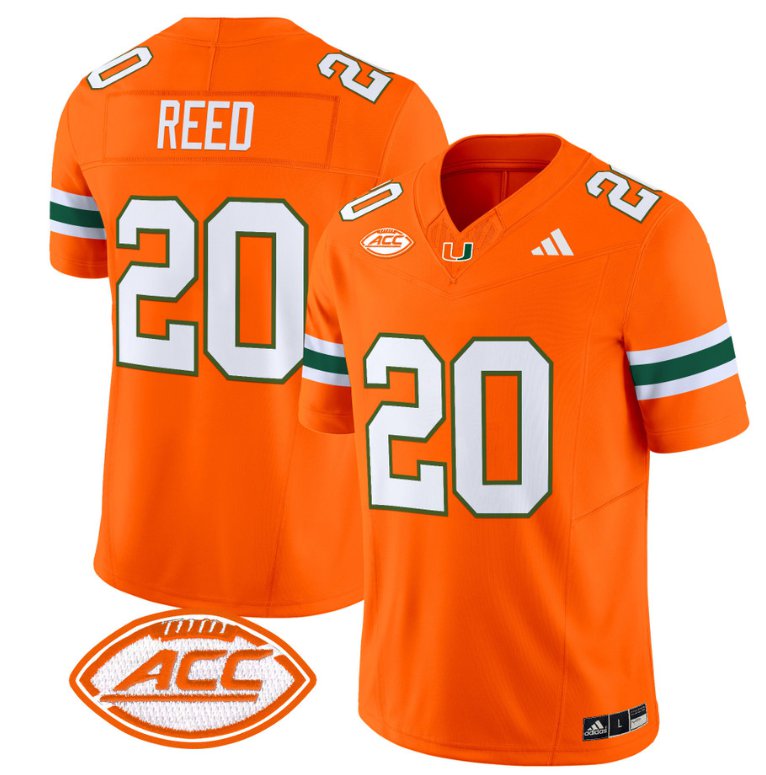 Men's Adidas Ed Reed Jersey #20 Miami Hurricanes Vapor Football Stitched Orange