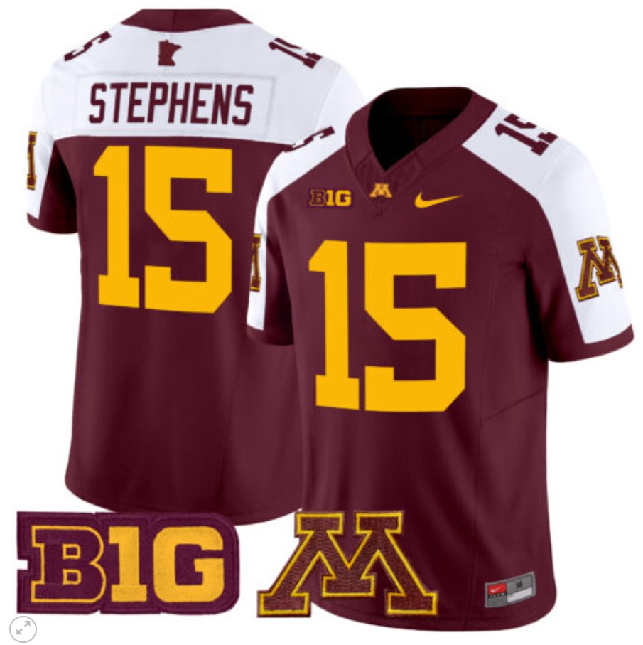 Men's Nike Sandy Stephens Jersey #15 Minnesota Golden Gophers Vapor Limited Football Maroon Alternate