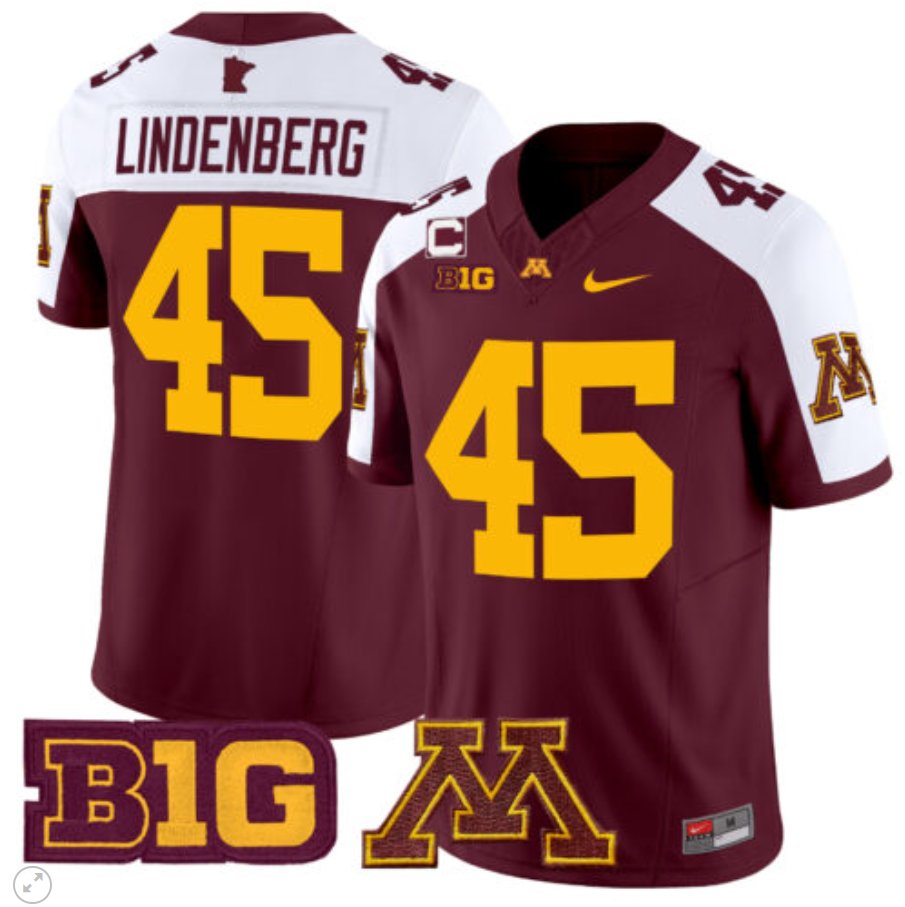 Men's Nike Cody Lindenberg Jersey #45 Minnesota Golden Gophers Vapor Limited Football Maroon Alternate