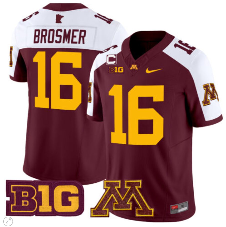 Men's Nike Max Brosmer Jersey #16 Minnesota Golden Gophers Vapor Limited Football Maroon Alternate