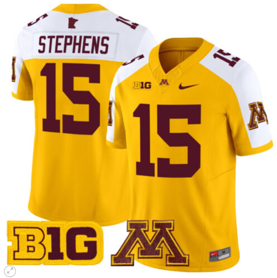 Men's Nike Sandy Stephens Jersey #15 Minnesota Golden Gophers Vapor Limited Football Gold Alternate